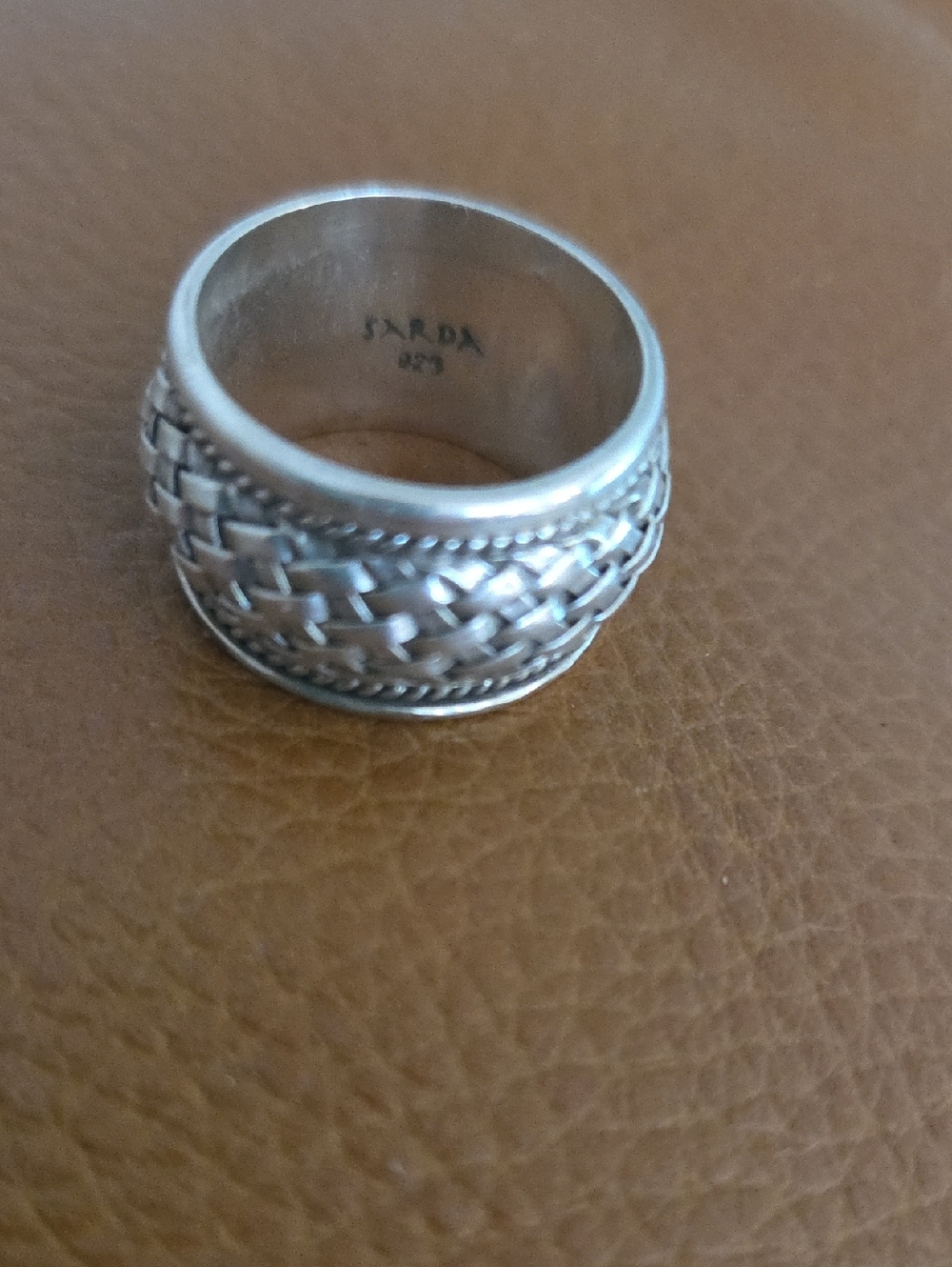 Sarda Sterling Silver Braided Band Ring - Silver- Spinner Ring